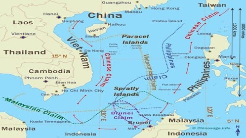 الموقع الجغرافي لبحر الصين الجنوبي